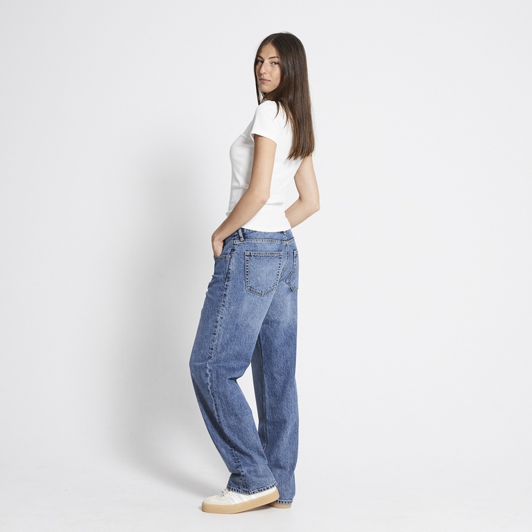 Mid waist wide jeans "Looser" Mid wash